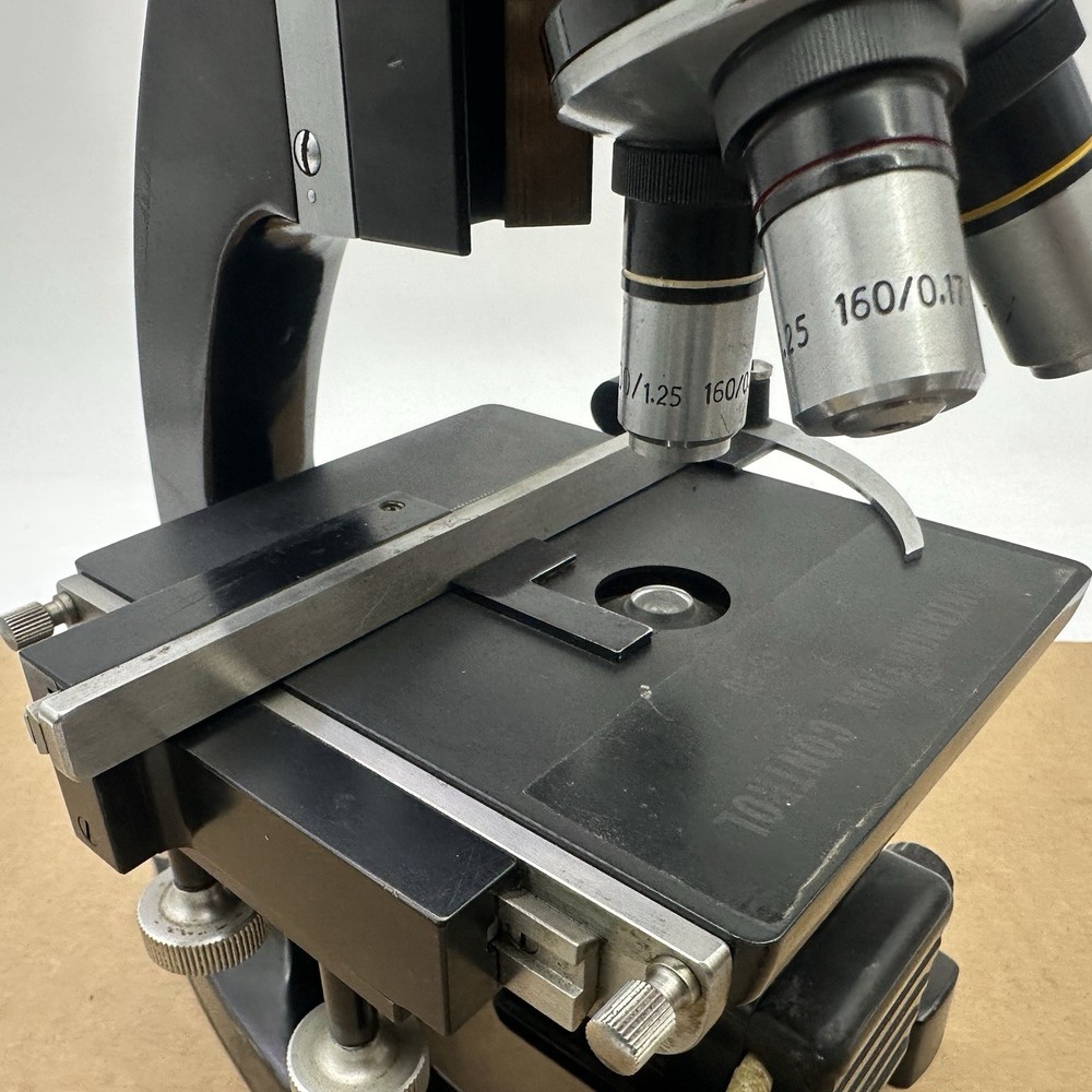 Vintage Bausch & Lomb Binocular 3 Lens Compound Microscope 1950s Works W Light