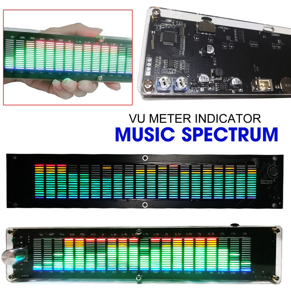 20 Segment LED Level Display Stereo VU Meter Indicator Music Spectrum Analyzer