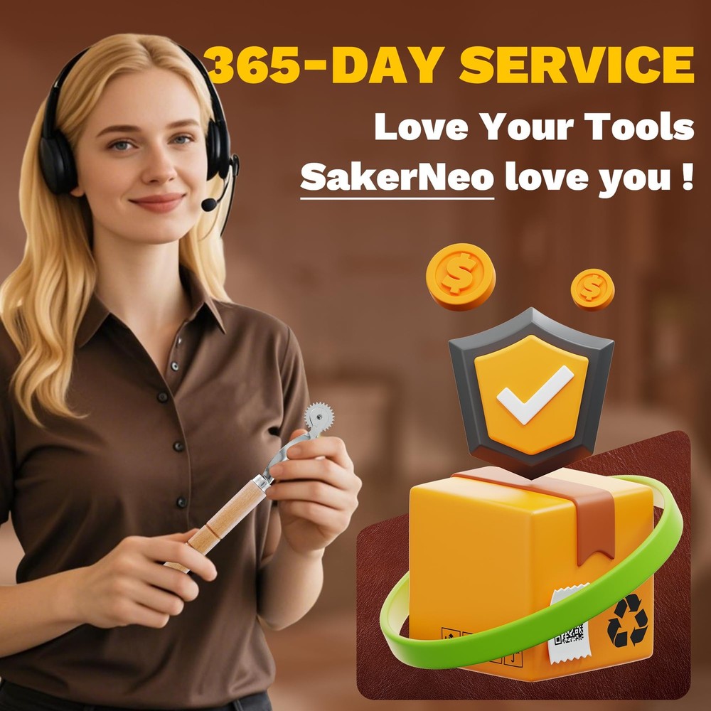 SAKERNEO Leather Working Tools kit Max Version with Custom Version, BROWN