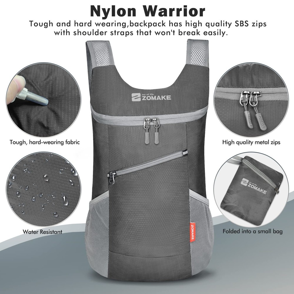 ZOMAKE Lightweight Packable Backpack 14L - Foldable Backpack Small Daypack Hi...