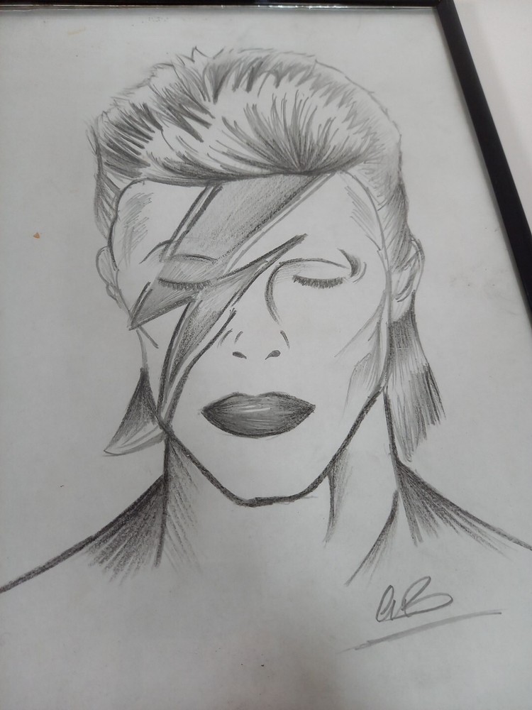 David Bowie Ziggy Stardust Framed Drawing Artwork