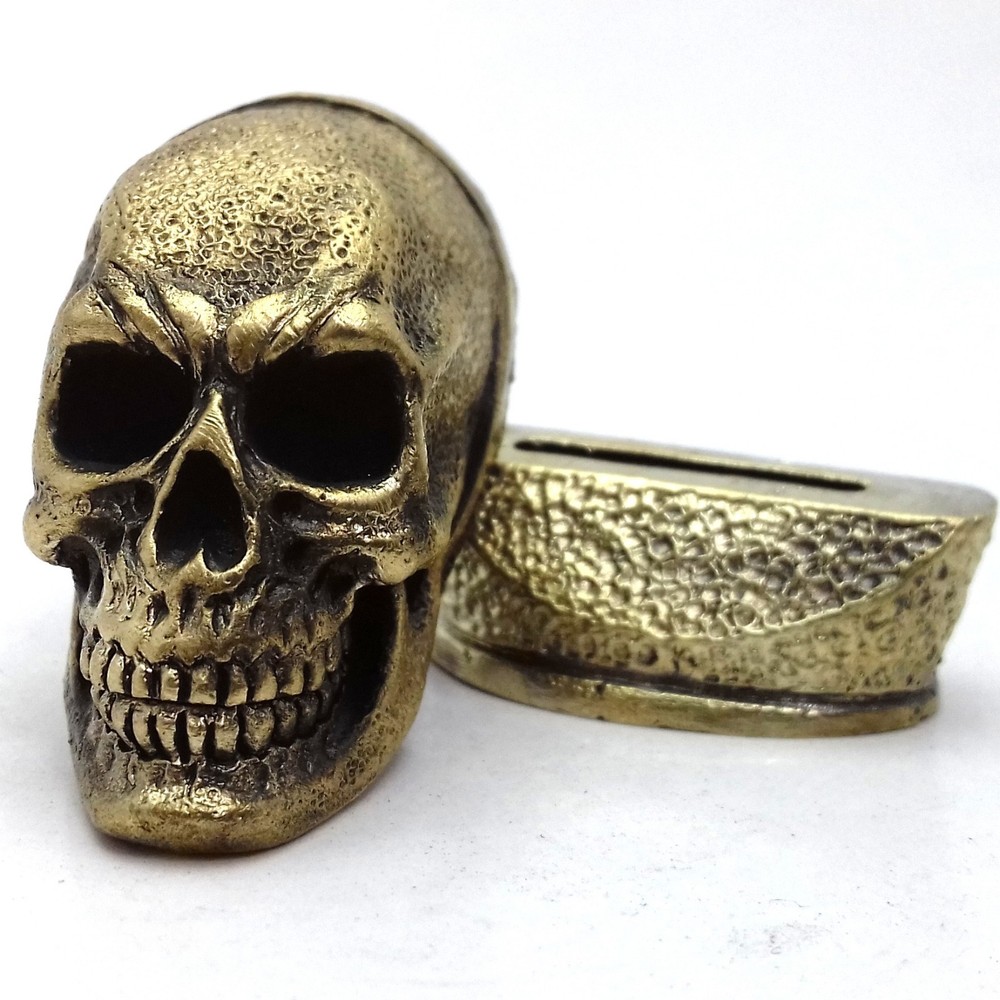 SET SKULL SOLID BRONZE FINGER GUARD BOLSTER & POMMEL CUSTOM KNIFE MAKING