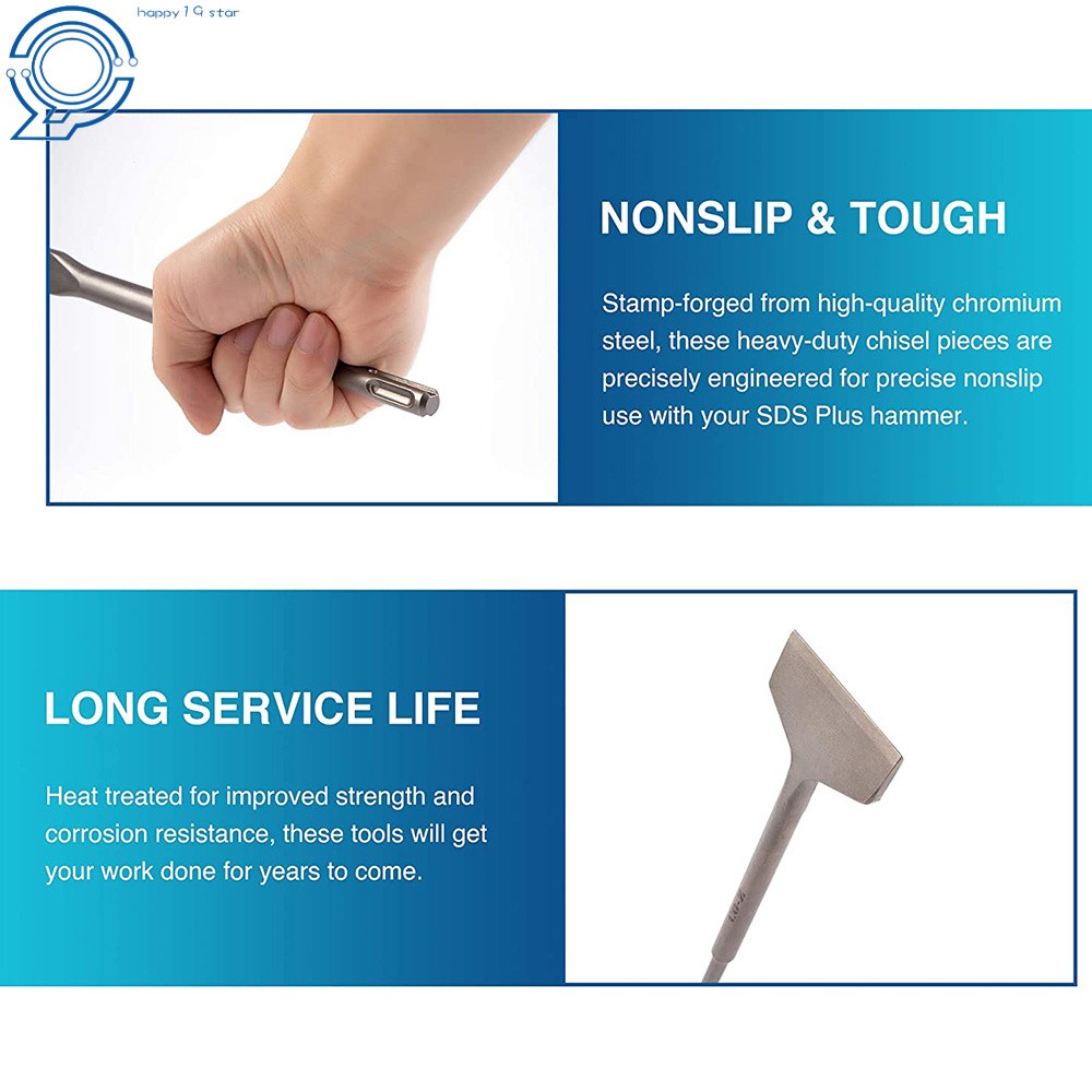 4 Pcs SDS Plus Chisel Bits Flat Chisel Grooving Chisel Point Chisel High Quality