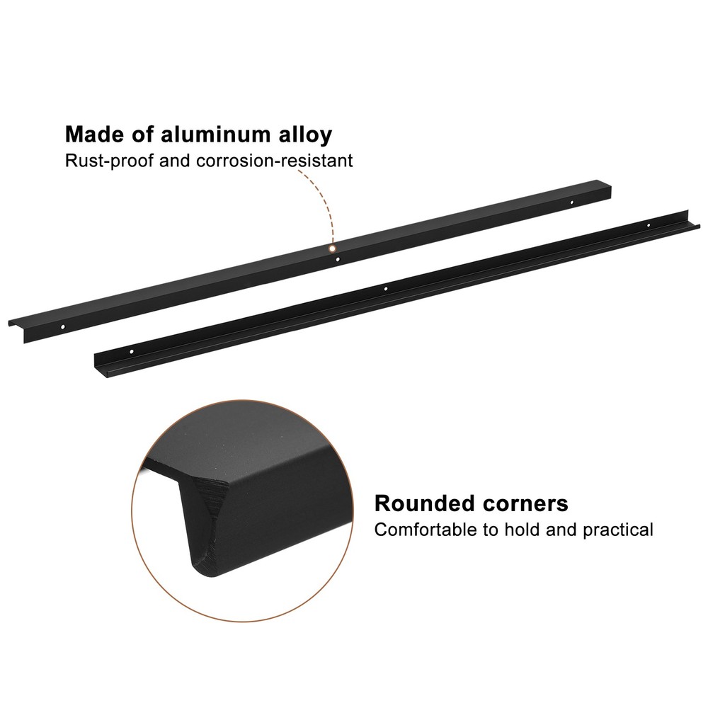 Cabinet Edge Finger Pull, 3pcs 800mm/31.5 Hidden Cabinet Pulls, Black