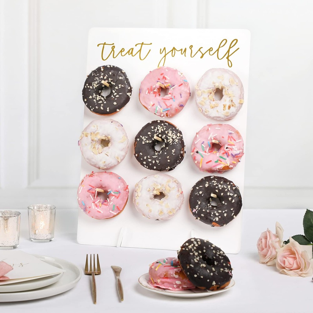 Donut Wall Display Stand Reusable Board Rustic Wood Doughnut Food Buffet Display