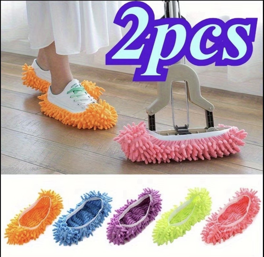 Microfiber Multicolor Slipper Mop Covers 2 Pack Floor Cleaning