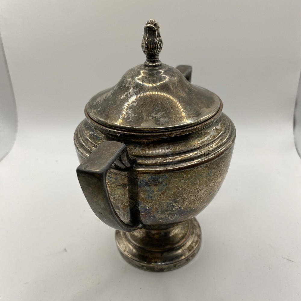 Vintage Crescent Silver Plate Sugar Bowl Pattern 2195 Antique Tableware
