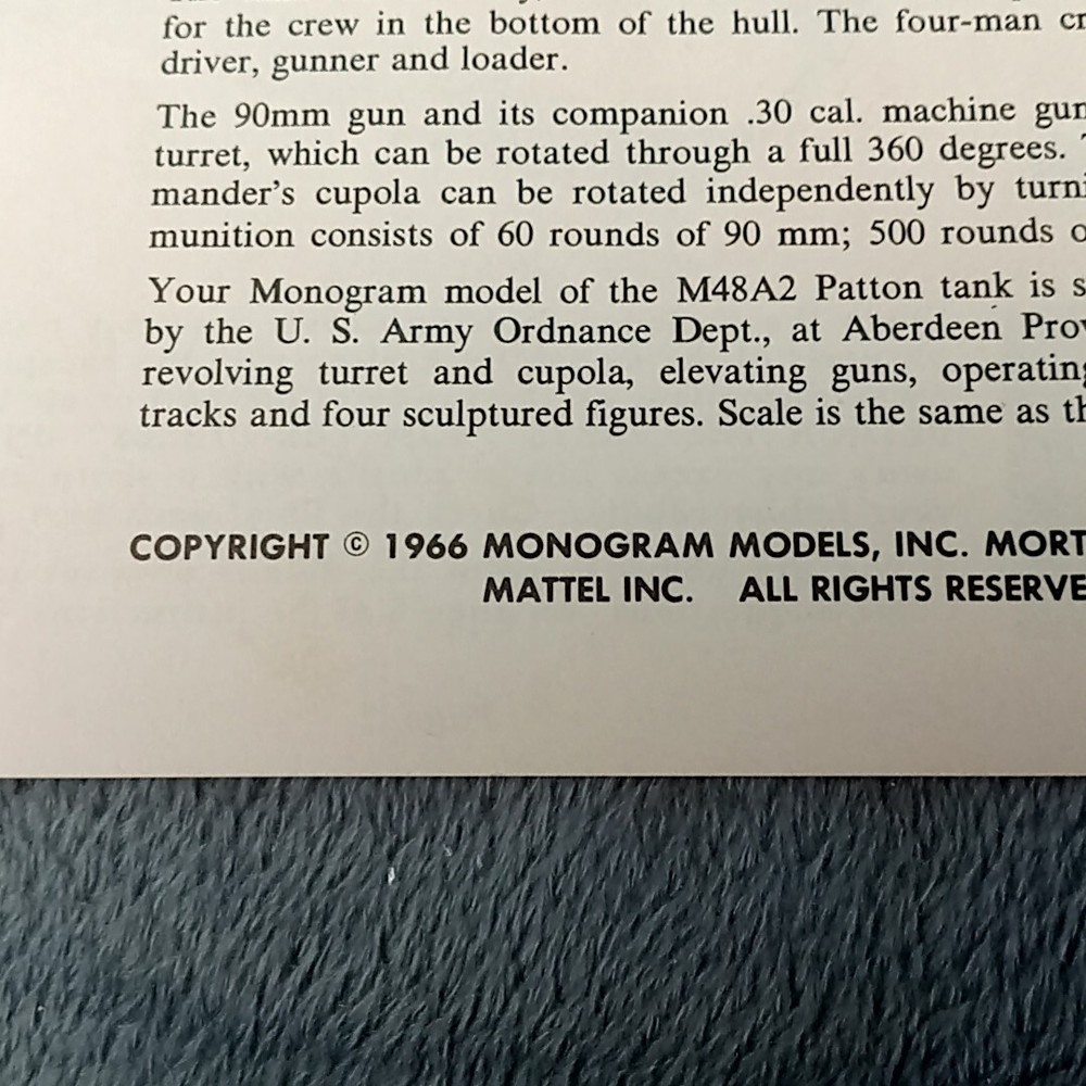 Patton Tank Replacement INSTRUCTIONS 1966 Monogram M48A2 Model Kit 6863