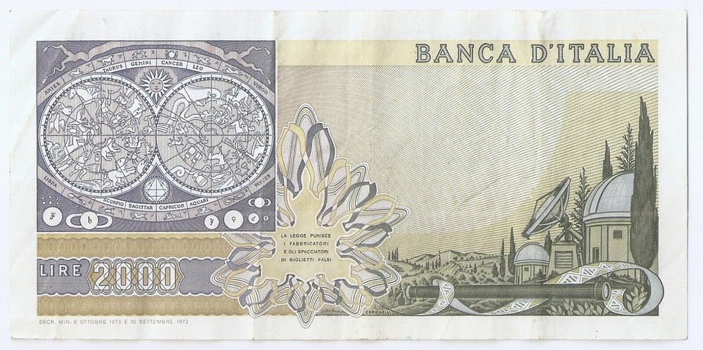 ITALY 2000 lire 1973, Galileo
