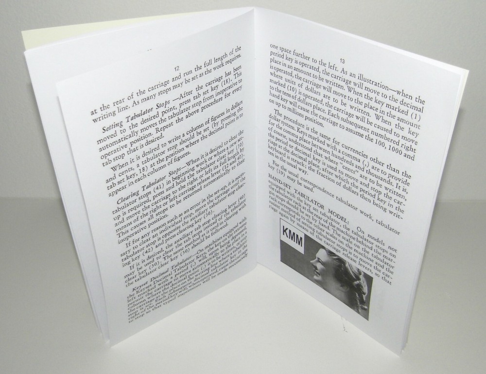 ROYAL KMM TYPEWRITER INSTRUCTIONS REPRODUCTION