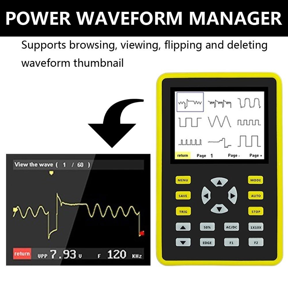 Handheld Oscilloscope for Voltage and Frequency Measurement with Compact Design
