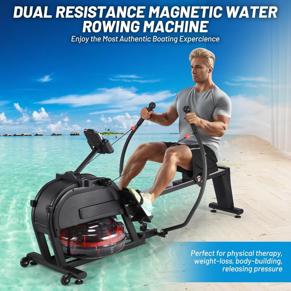 Rowing Exercise Machine Workout With 16 Levels Adjustable Dual Resistance