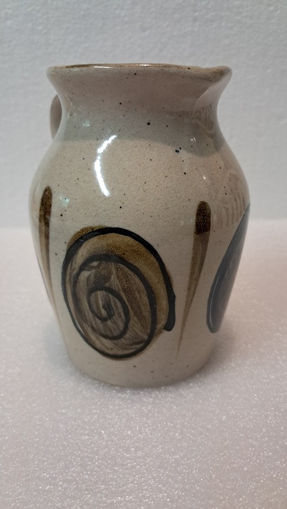 Vintage Handpainted Small Stoneware Pitcher With Handle