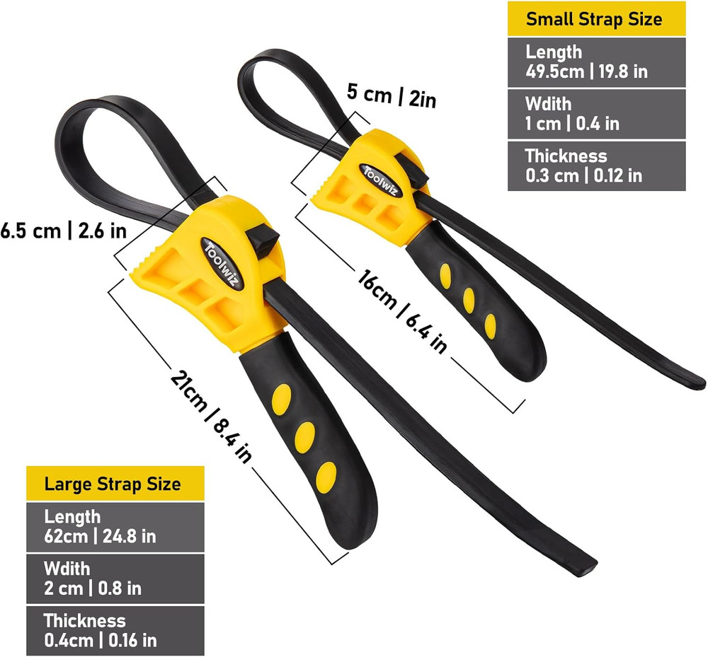 Rubber Strap Wrench Set for Pipes & Jars – Adjustable 2-Pack