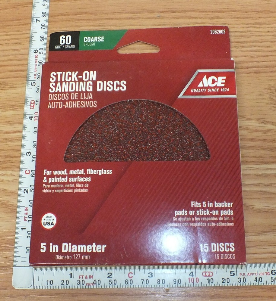 Ace (2062602) 60 Grit Course 5" Diameter Stick on Sanding Discs **NOS**