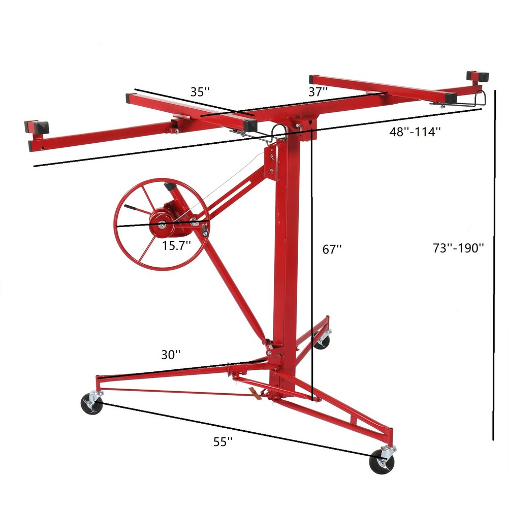 16FT Drywall Lifter Panel Hoist Jack Rolling Caster Construction Lockable 150lbs