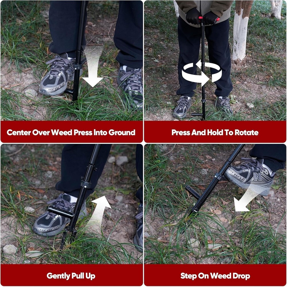 Weed Puller Tool with Long Handle,Effortlessly Remove Roots Without Bending
