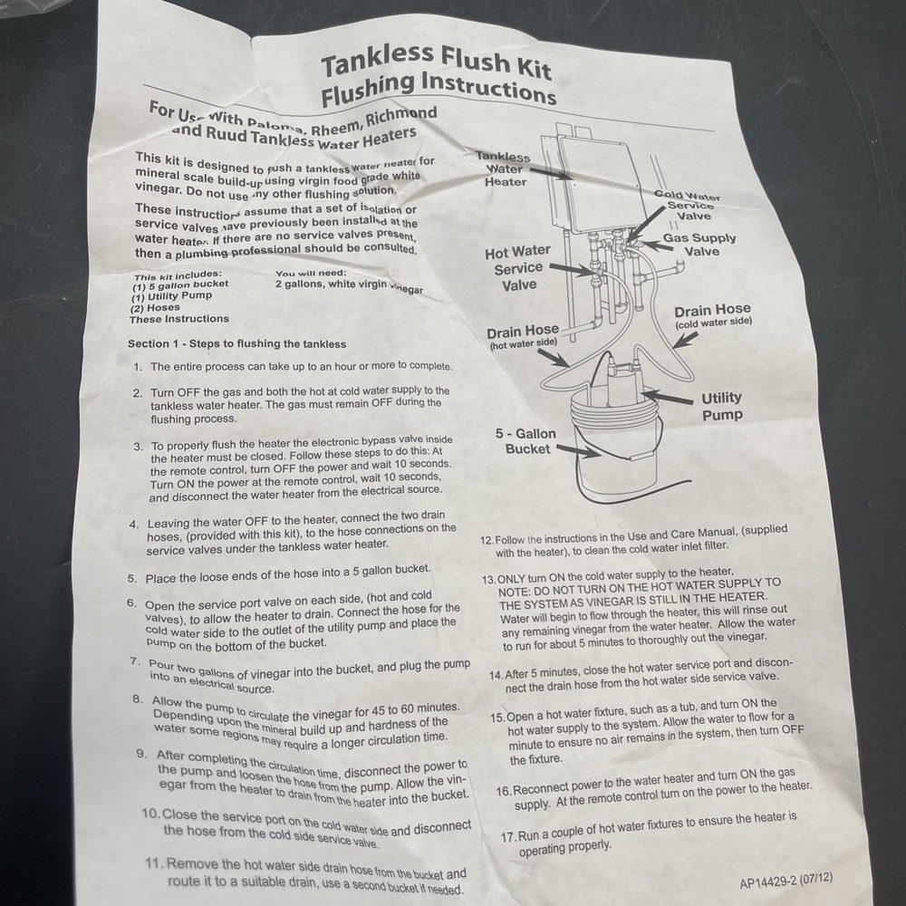 Rheem Tankless Water Heater Flush Kit (RTG20124) - NEW