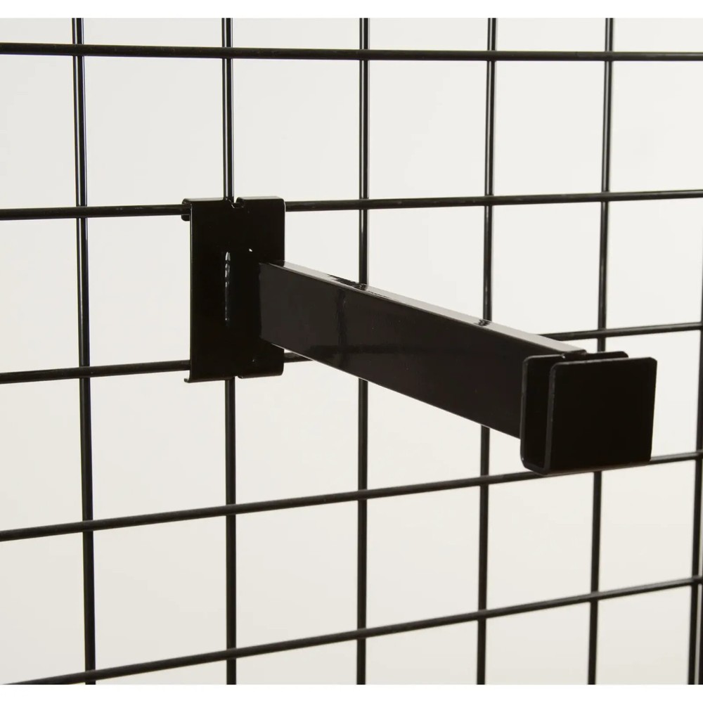 New 12" Gridwall Black Hangrail Bracket For Rectangular Tubing