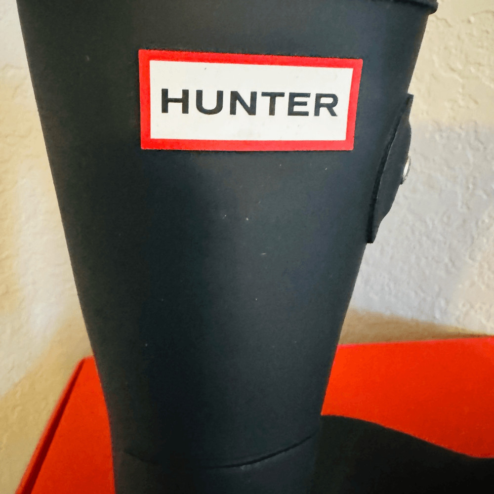 HUNTER Original Short Waterproof Rain Boot, Rubber Black, Size 10, NWT