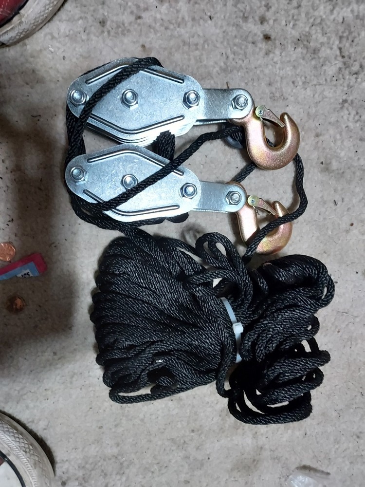 Two, Four-Part Heavy Duty Pulley Hook Setups "Very Durable Setup "