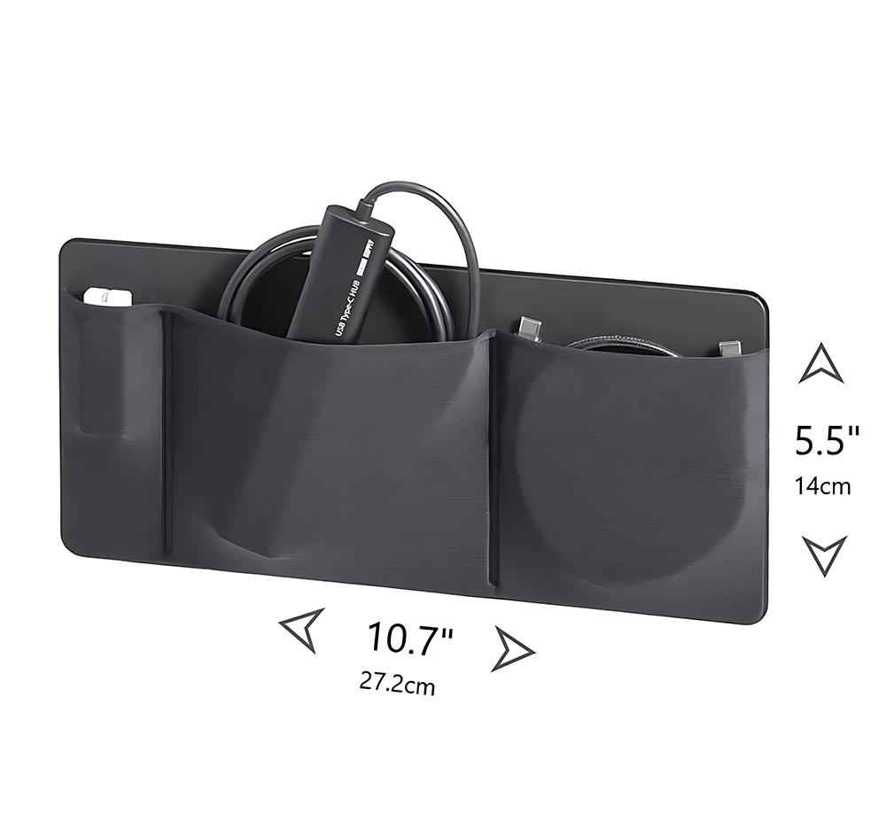 Removable Reusable Dustproof Secure Functional Stick-On 3-Pocket Organizer Pouch