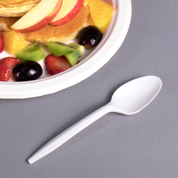 Karat PP Plastic Medium Weight Tea Spoons - White - 1,000 ct, U2008W