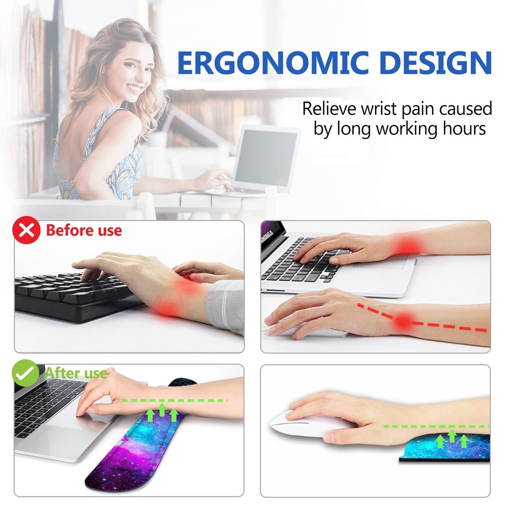 AIMSA Keyboard Wrist Rest Support + Mouse Pad + Mouse Wrist Rest + Coaster, E...