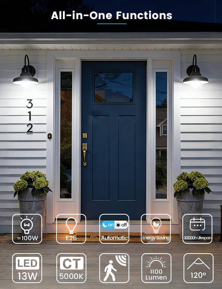 Motion Sensor Light Bulbs, 13W (100Watt Equivalent), Motion Activated Dusk to Da