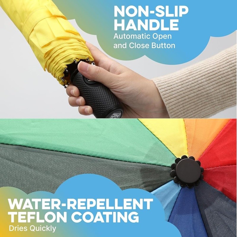 Compact Travel Umbrella Windproof Automatic Open Close Waterproof Durable Design