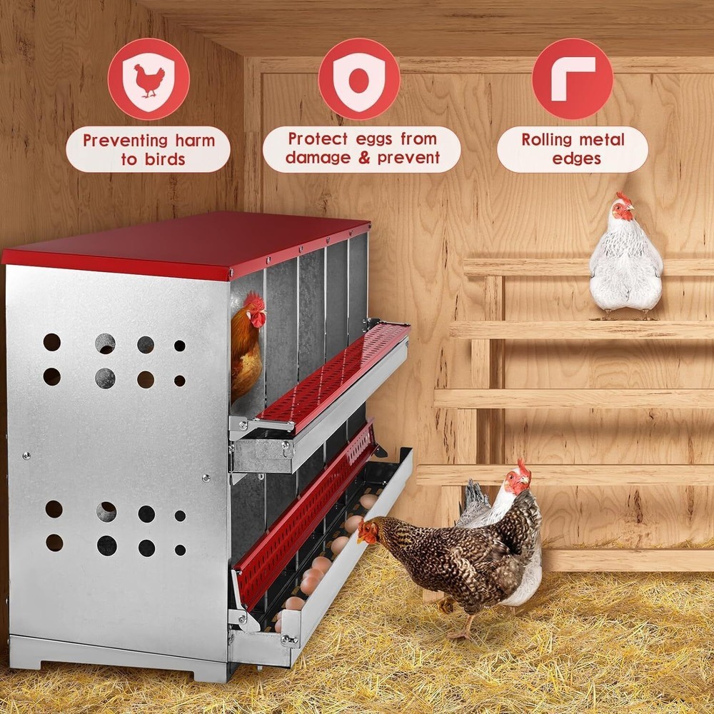 10 Holes Chicken Nesting Box Poultry Perch Brooding Box Egg Automatic Collection