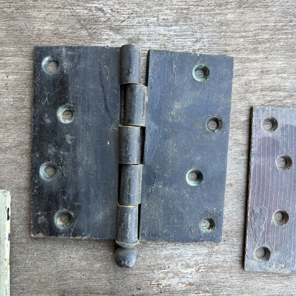 (3) Antique Victorian 4x4 Solid Brass Ball Top steeple Hinges
