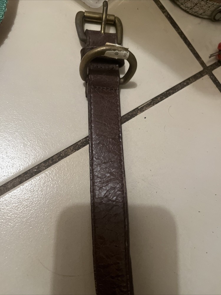 Dog Collar Leather Distressed Brown 18