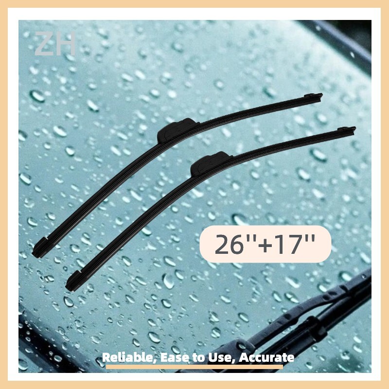 Pair Windshield Wiper Blades J-hook Quality 26" & 17" Inch Bracketless Frameless