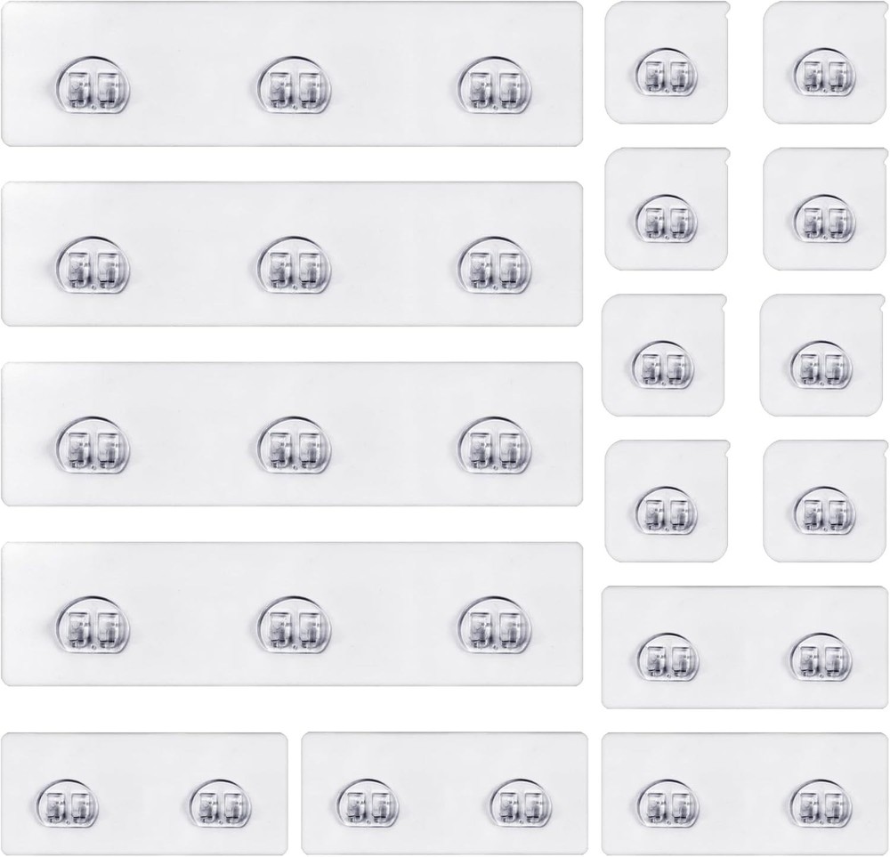 Strong Peel-and-Stick Adhesive Hooks - 16-Pack Bathroom & Kitchen Solution