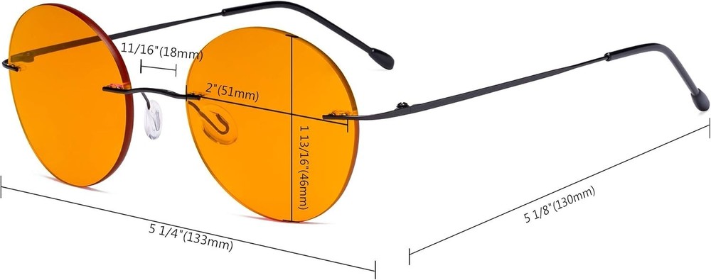 Frameless Blue Light Blocking Glasses with Orange Tinted Lens for Sleeping - ...