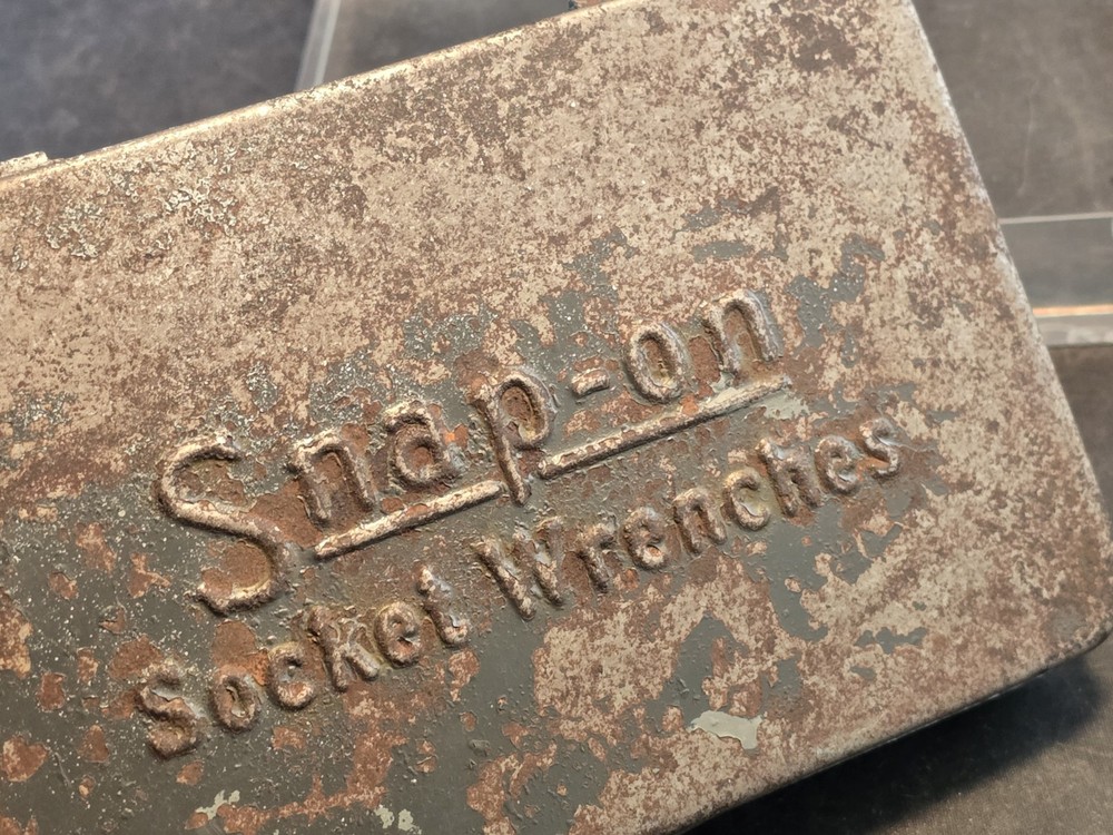Vintage Snap-On Socket Wrenches EMPTY Metal Box Case Grey