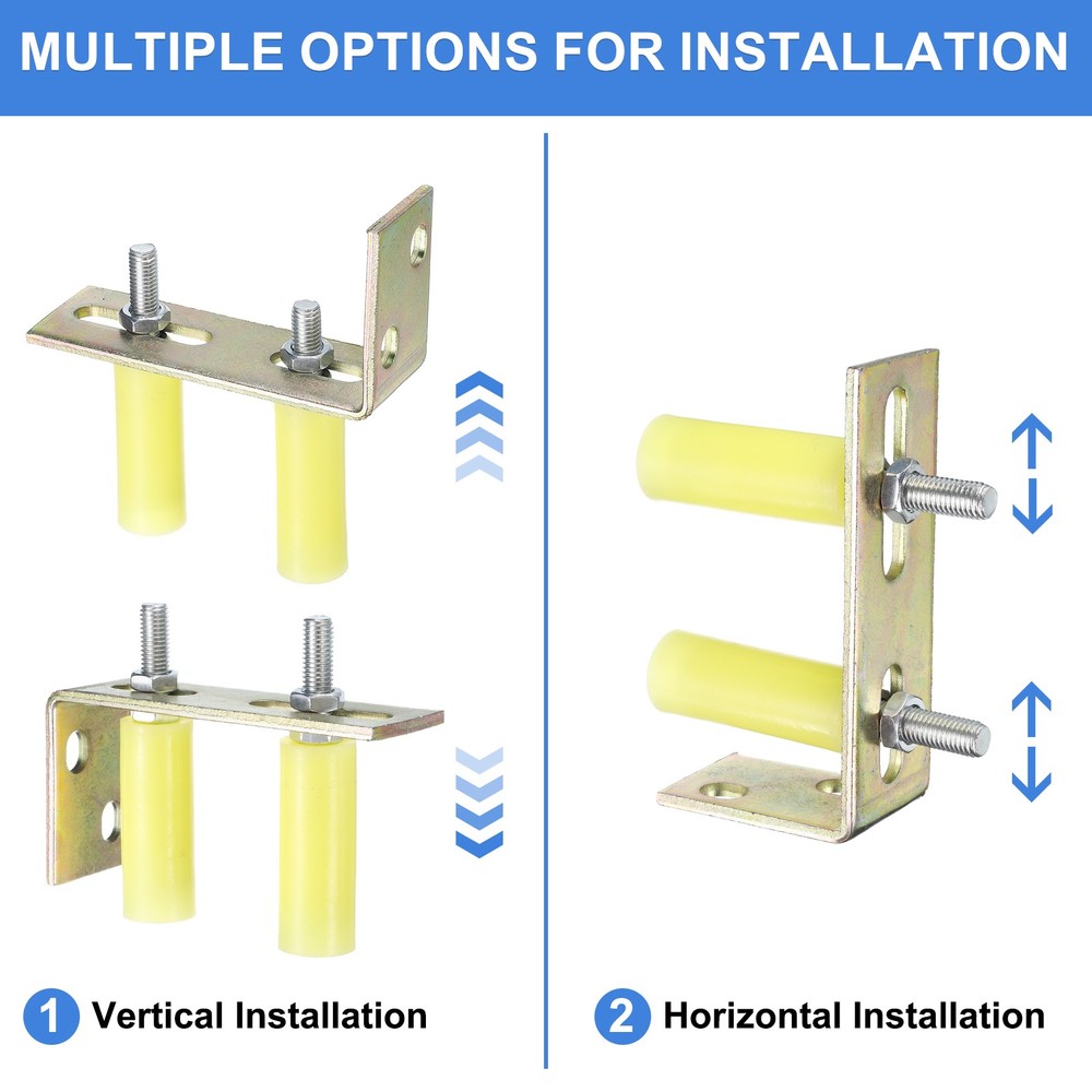2Pcs Slide Gate Guide Roller 3" Nylon Gate Support Rollers with Bracket, Yellow
