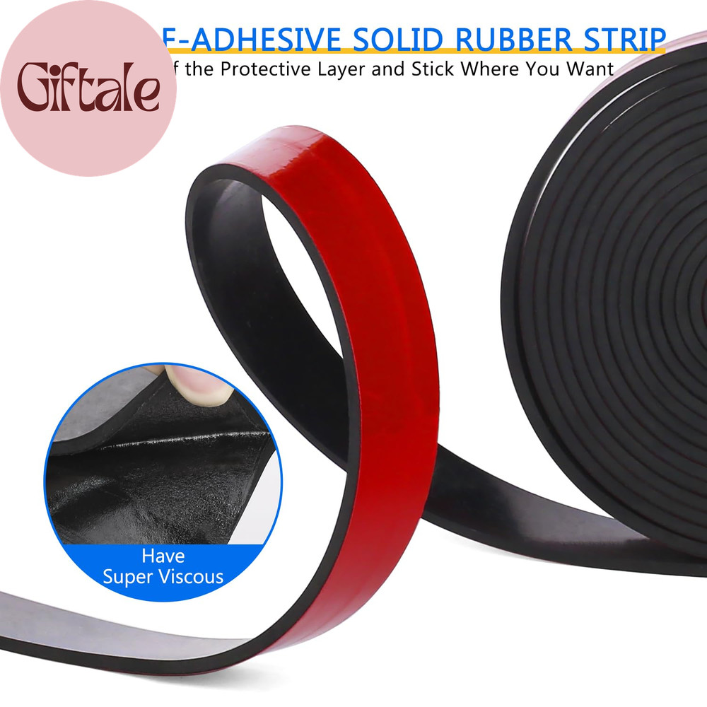 Adhesive Solid Rubber Strips, 5" Wide X 1/16" Thick X 60" Long Self Stick Black