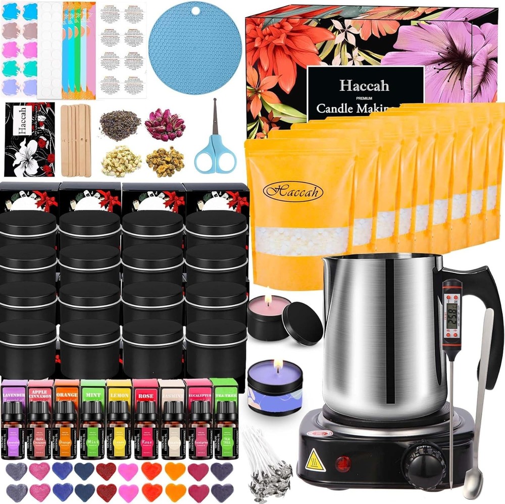 Complete Candle Making Kit With Wax Melter, Candle Making Supplies, Diy