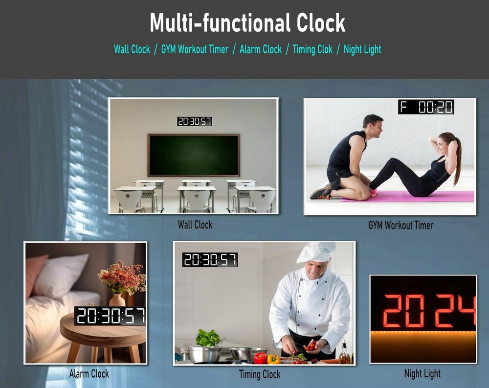 26'' Extra Large Home Gym Timer Clock, Programable Workout Interval Timer, Di...