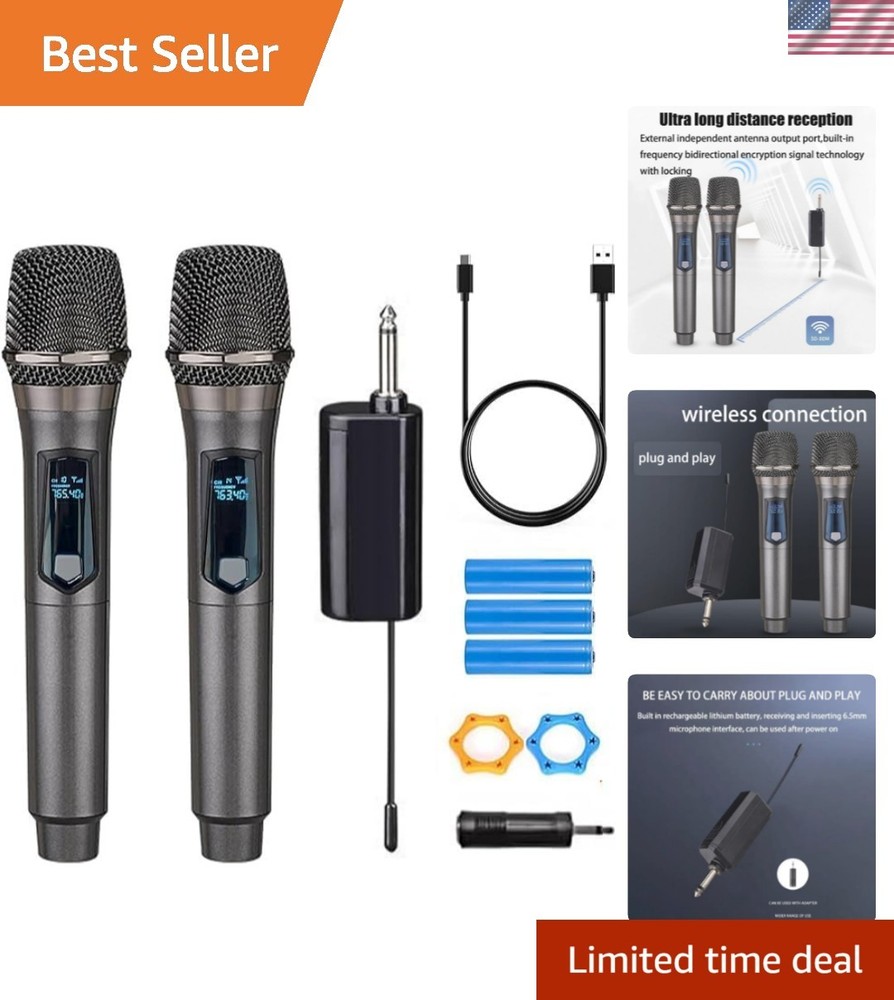 Wireless Microphone, Rechargeable Fixed Frequency Wireless Dual Microphone,Ha...