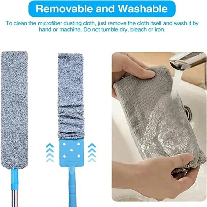 Telescopic Long Handle Dust Brush with Microfiber Head for Blinds Sofa