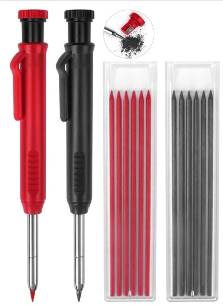 2 Pack Carpenter Pencils Mechanical Pencils with 12 Refills, Construction Pen...