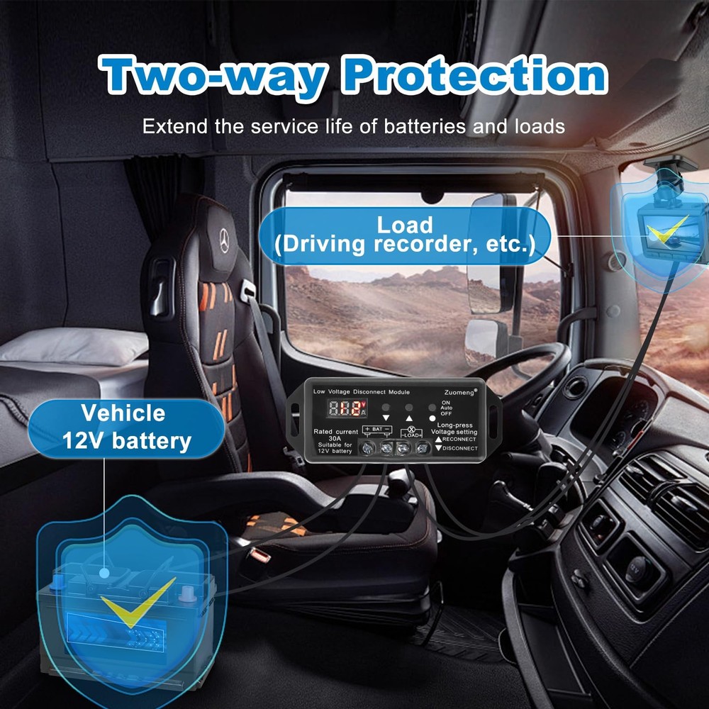 Zuomeng 12V 30A Low Voltage Disconnect Module with Multi-Information Display ...