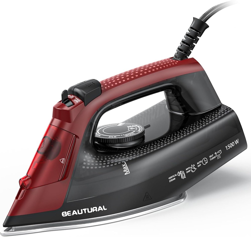 iron with three automatic power-off settings and a powerful 1500-watt motor.