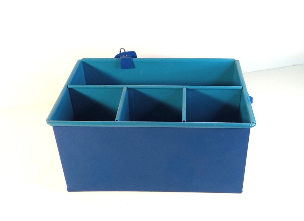 Blue Metal Decorative Organizer Pale with Handle