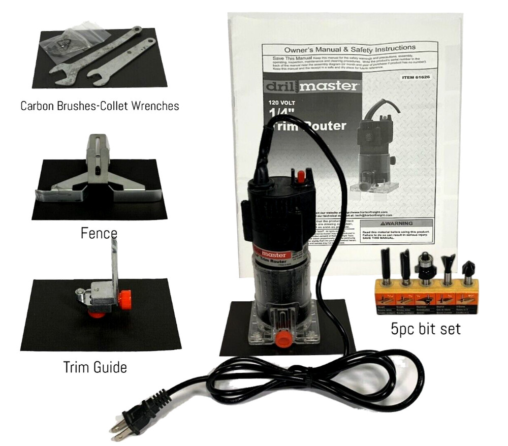 ROUTER-1/4" COLLET-WITH BITS AND ACCESSORIES