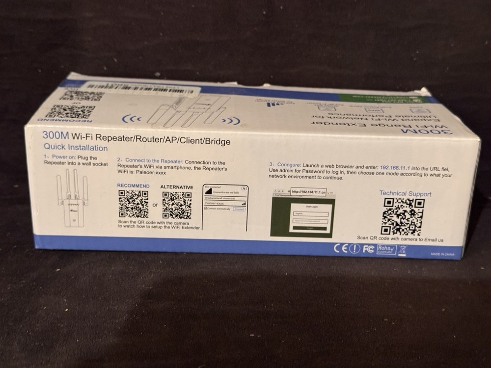 Paleoer 300M WiFi Range Extender - Model: RPT-004