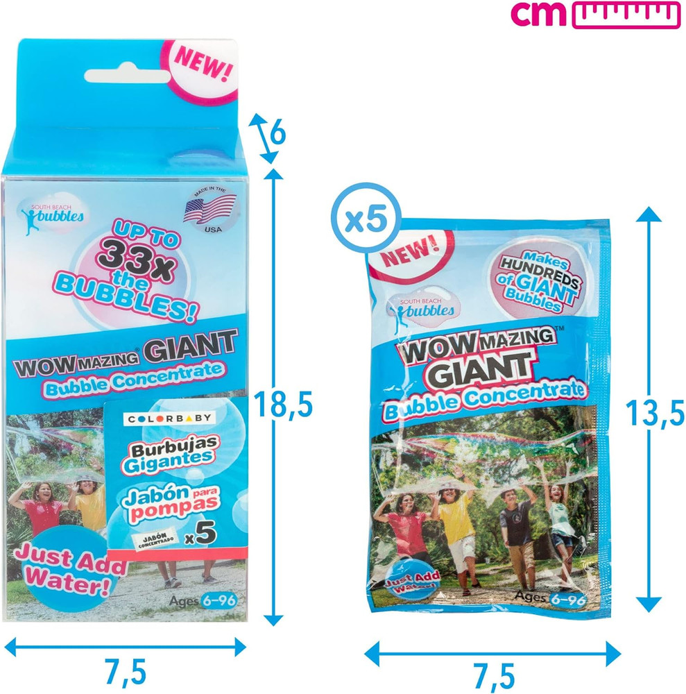 Big Bubbles Refill - Concentrated Giant Bubble Solution Makes 4 Gallons | 5 Pouc